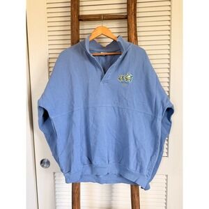 Crazy Shirt Hawaii Embroidered Turtle Pullover Sweatshirt Oversized Blue XL